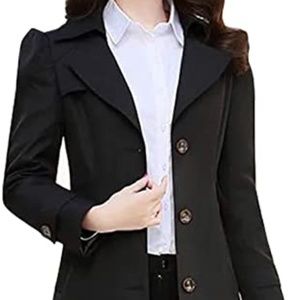 Womens Medium Single Breasted Slim Fit Midi Trench Jacket
